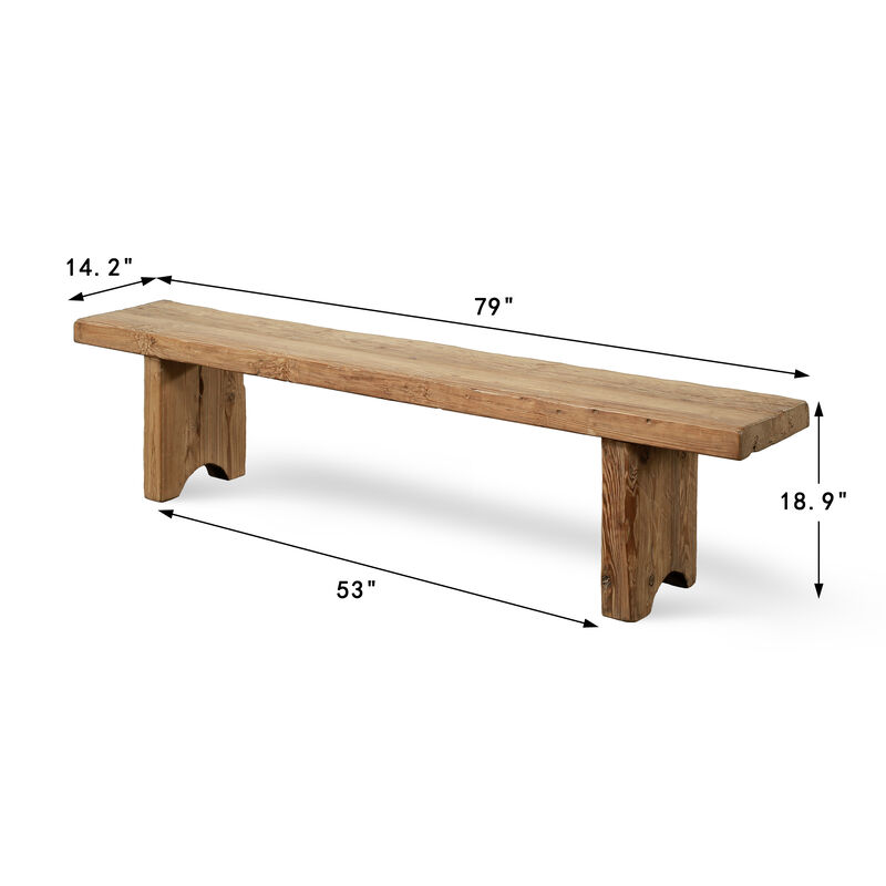 Pine Entryway Bench in Weathered Natural image number 2