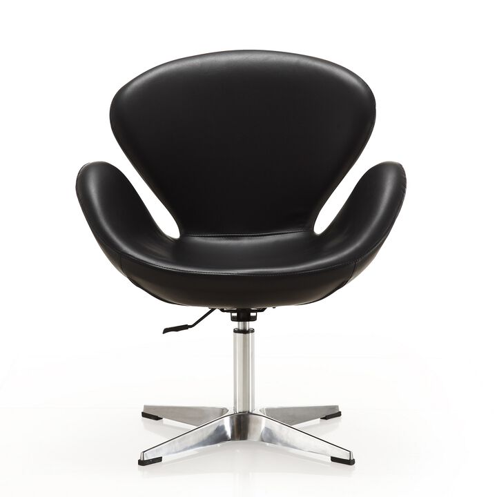 Raspberry Swivel Accent Chair in Black