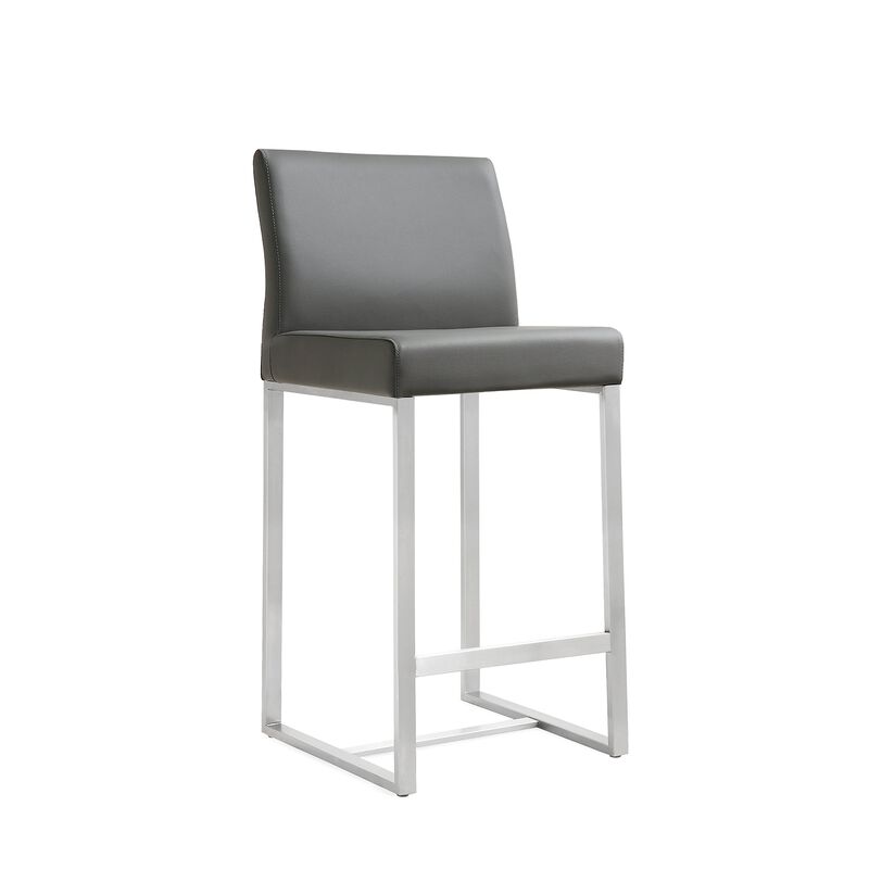 Tov Furniture Denmark Grey Performance Vegan Leather and Stainless Steel Counter Stool - Set of 2 image number 0
