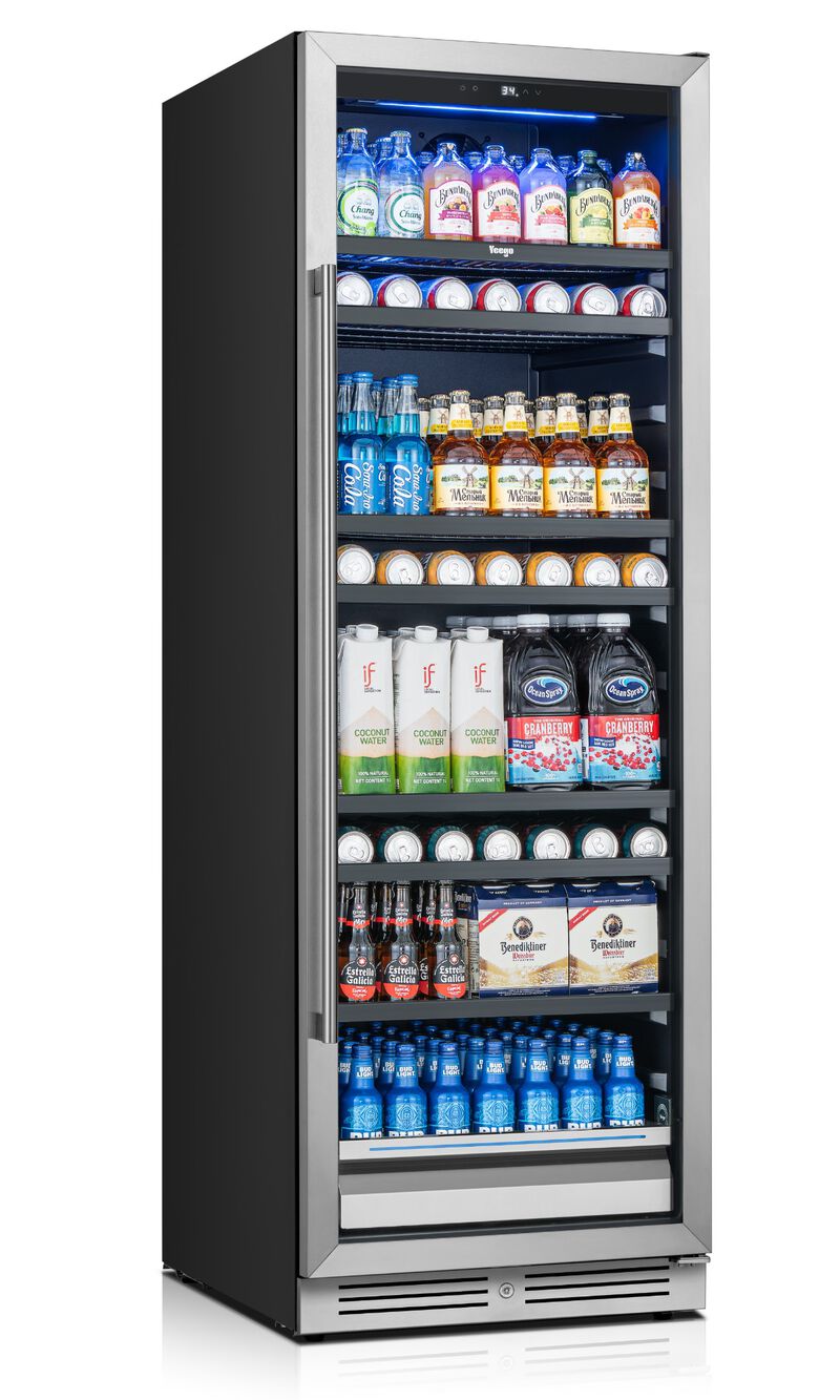 24 inch Beverage Refrigerator fridge,Freestanding or Built-In 373 Cans Beverage cooler with Glass Door for Home,Bar image number 2
