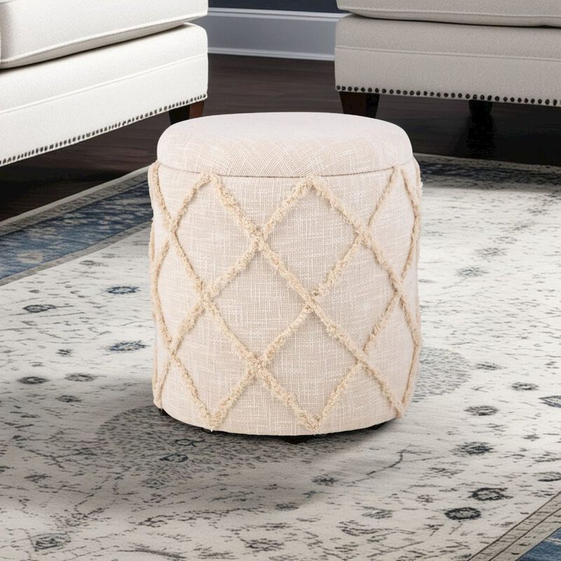Carolina Chair & Table Handwoven Eros X Solid Fabric Storage Ottoman