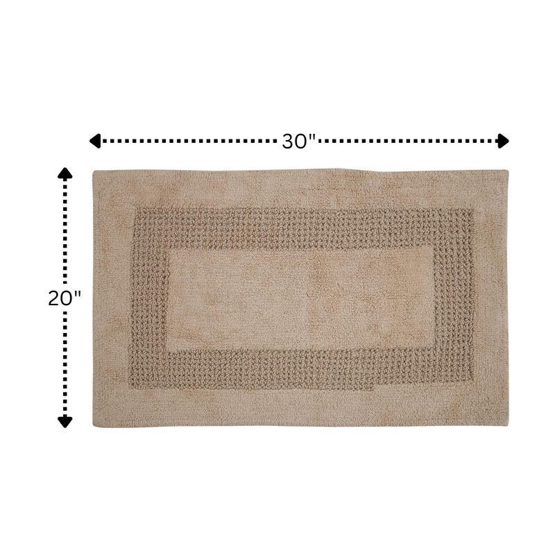 Classic Racetrack Cotton Bath Rug 20" x 30" Natural by Perthshire Platinum Collection