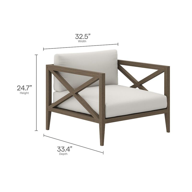 Modway 3-Piece Outdoor Patio Teak Wood Furniture Set with Armchair and Side Table
