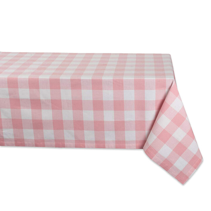 84" Pale Pink and White Checkered Rectangular Tablecloth