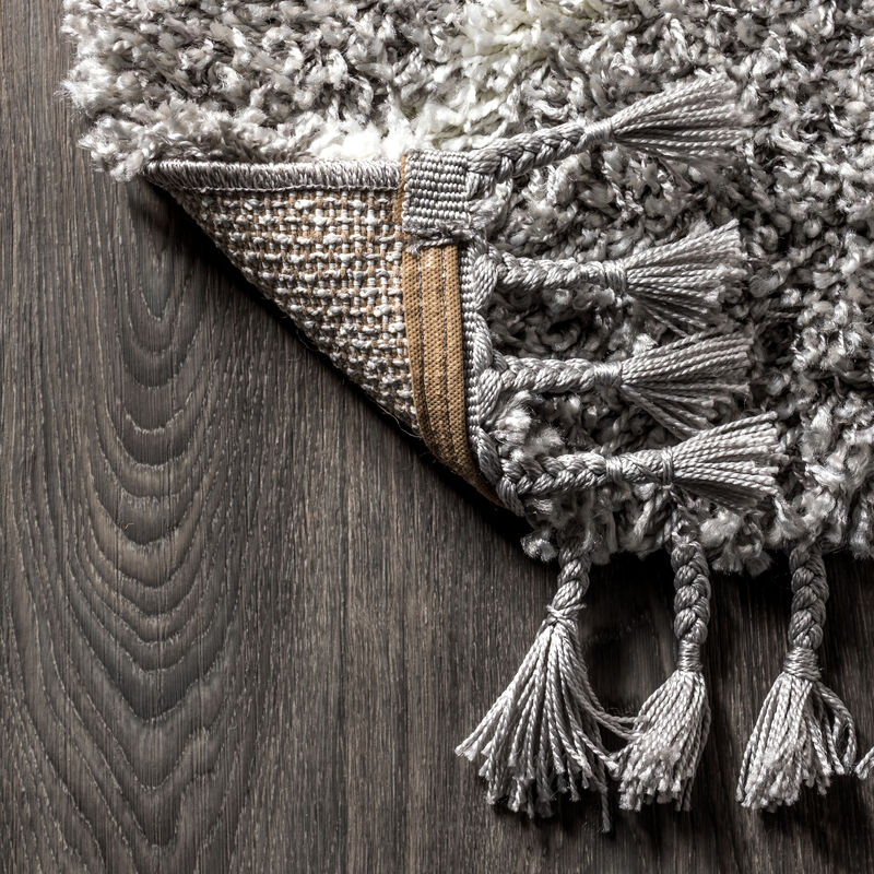 Mercer Shag Plush Tassel Moroccan Diamond Area Rug