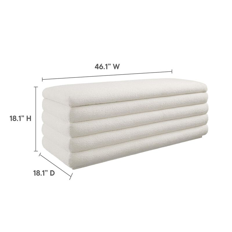 Modway Mezzo 46 Inch Boucle Fabric Upholstered Storage Bench in Cloud - Channel Tufted Ottoman for Bedroom, Entryway - Versatile Bed and Living Room Bench with Storage image number 2