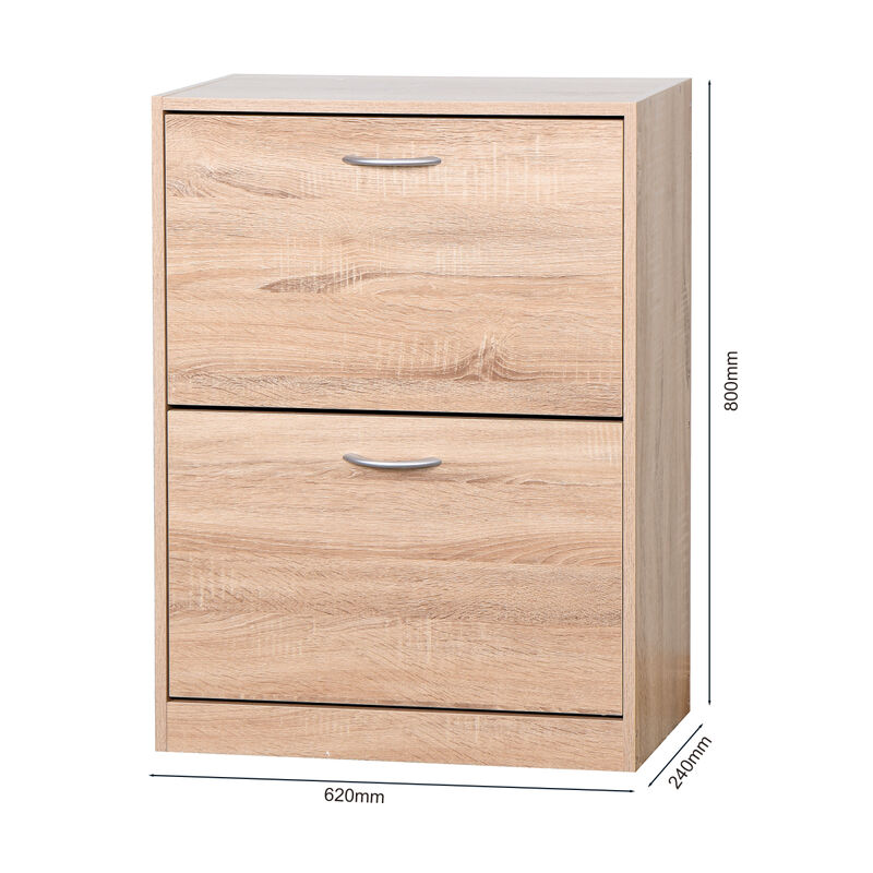 Wooden Shoe Cabinet for Entryway, White Shoe Storage Cabinet with 2 Flip Doors 20.94x 9.45 x 43.11 inch
