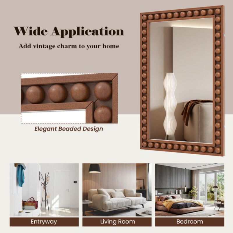 Hivvago Rustic Wall Mirror with Solid Wood Frame for Living Room  Bedroom