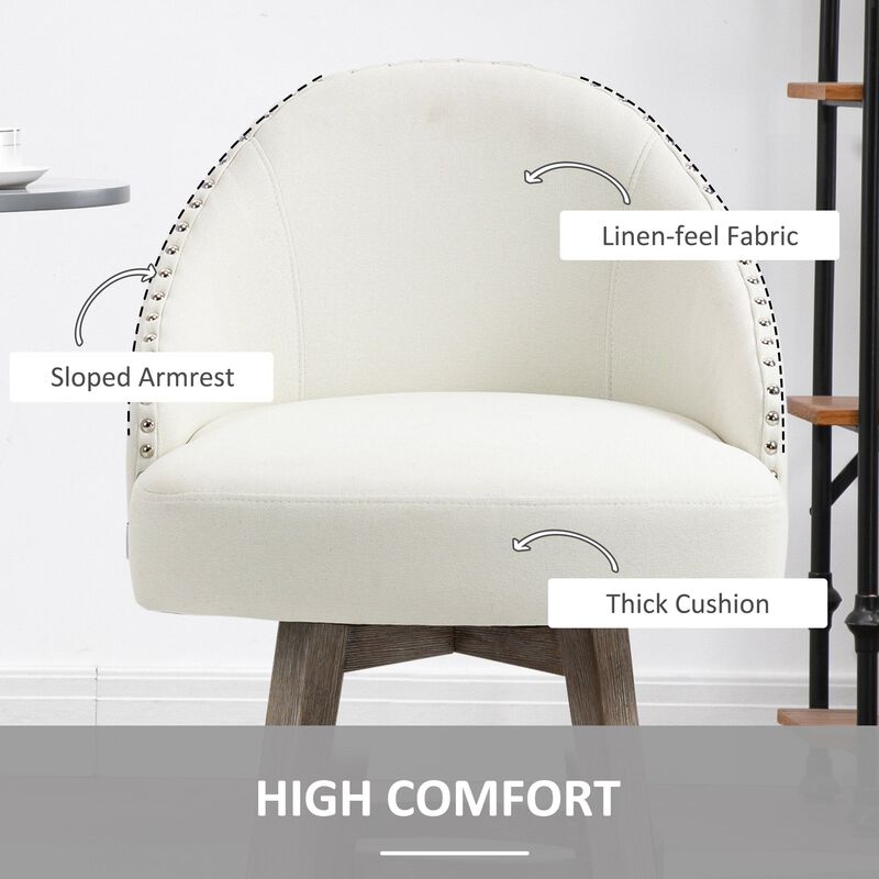Cream White Kitchen Seating: Linen Counter Stools with Nailhead Trim image number 3