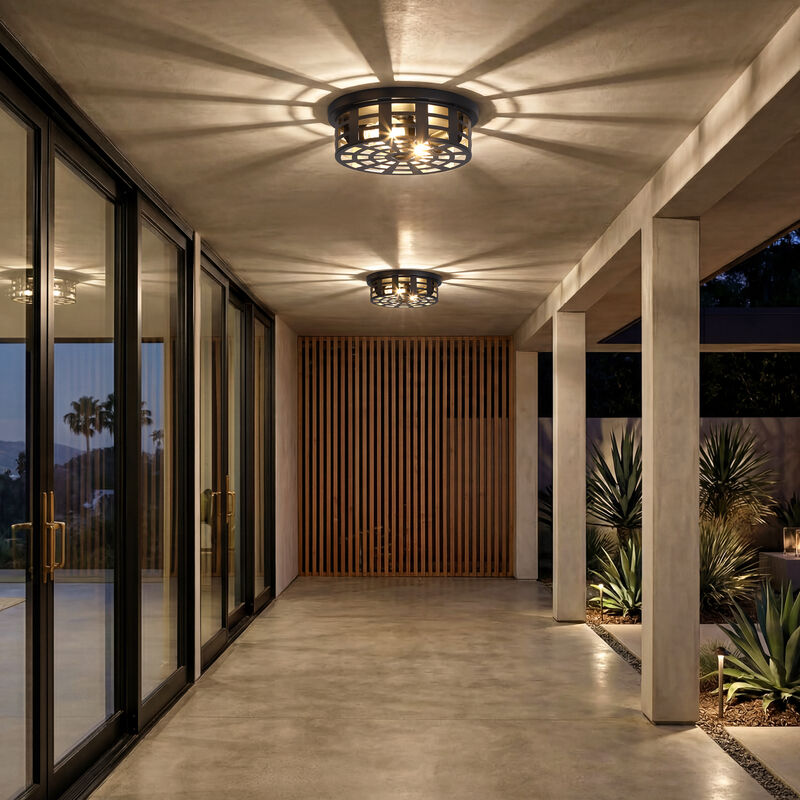 10.94" Modern 2-Light Motion Sensor Outdoor Flush Mount Light image number 9