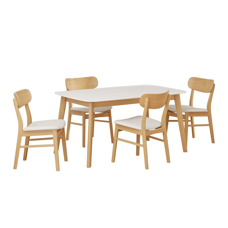 Merax 5-Piece Mid-Century Modern Dining Set - Solid Rubberwood Frame with Upholstered Chairs image number 0