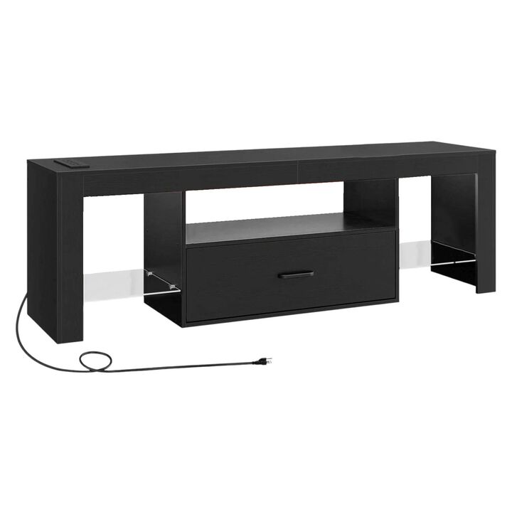 Modern LED TV Stand with Built-In Power Outlets for Living Room