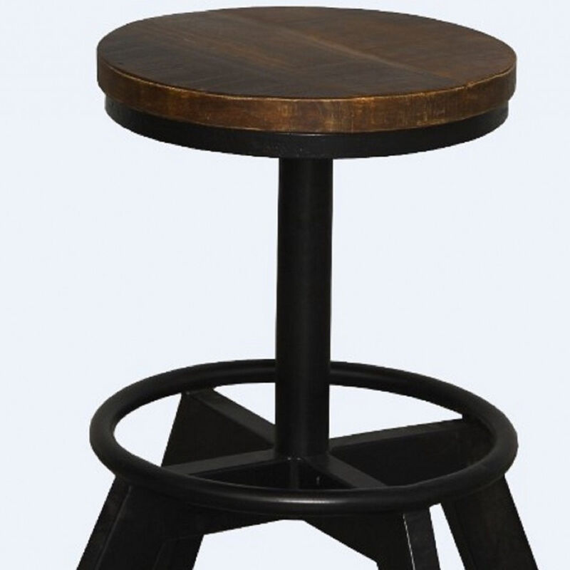 Rustic Iron Backless Bar Chair with Solid Frame, Perfect for Bar Counter or Dining Area