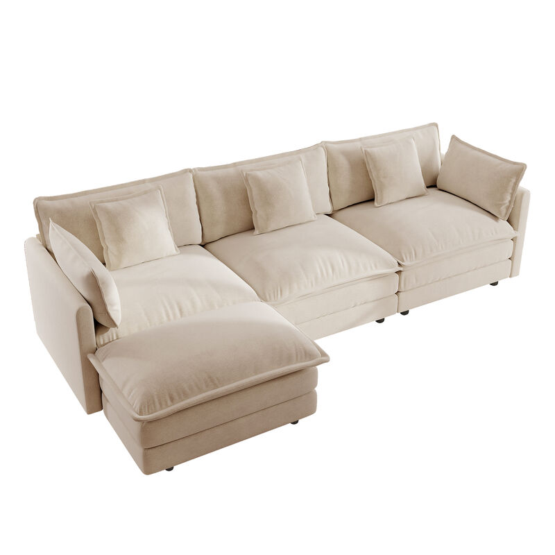 Plugke Chenille  L‑Shaped  Sectional Sofa image number 8