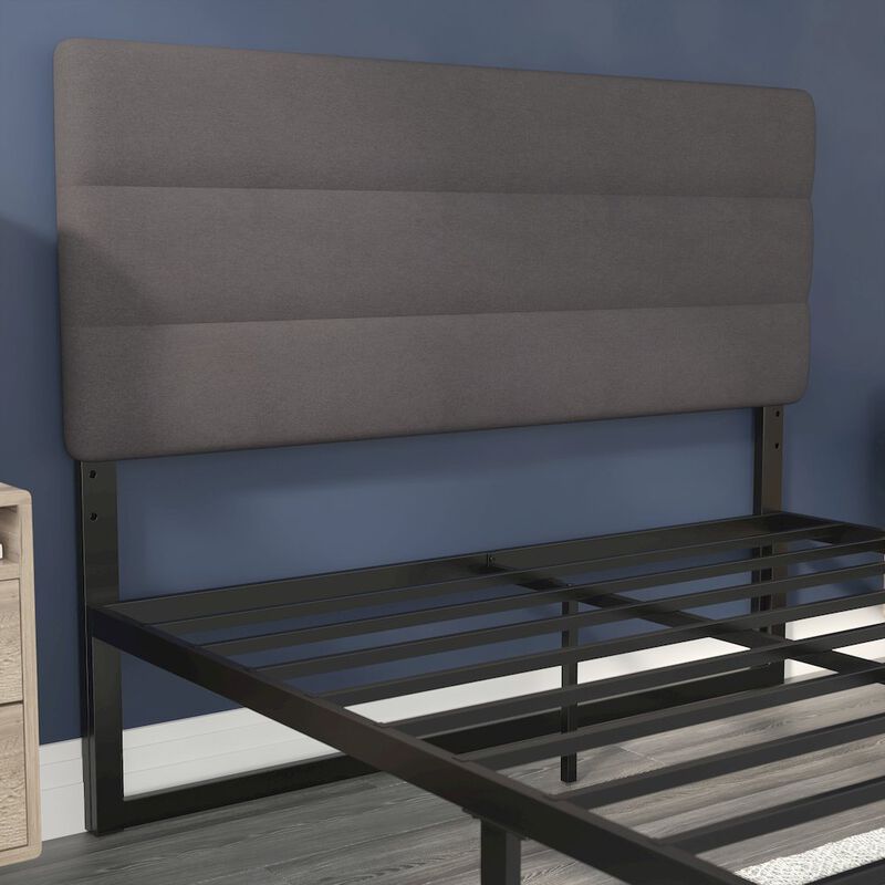 Flash Furniture Queen Channel Stitched Fabric Upholstered Headboard, from 44.5" to 57.25" - Gray image number 8