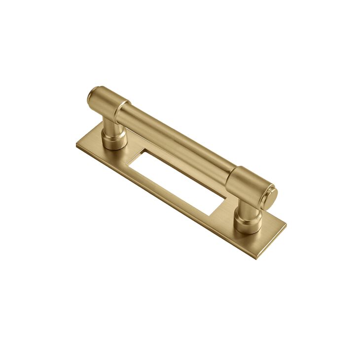 khtumeware 5 Pack 3 Inch(76 mm) Center to Center Brushed Gold Cabinet Pull Backplate with Base Plate Zinc Brushed Brass Kitchen