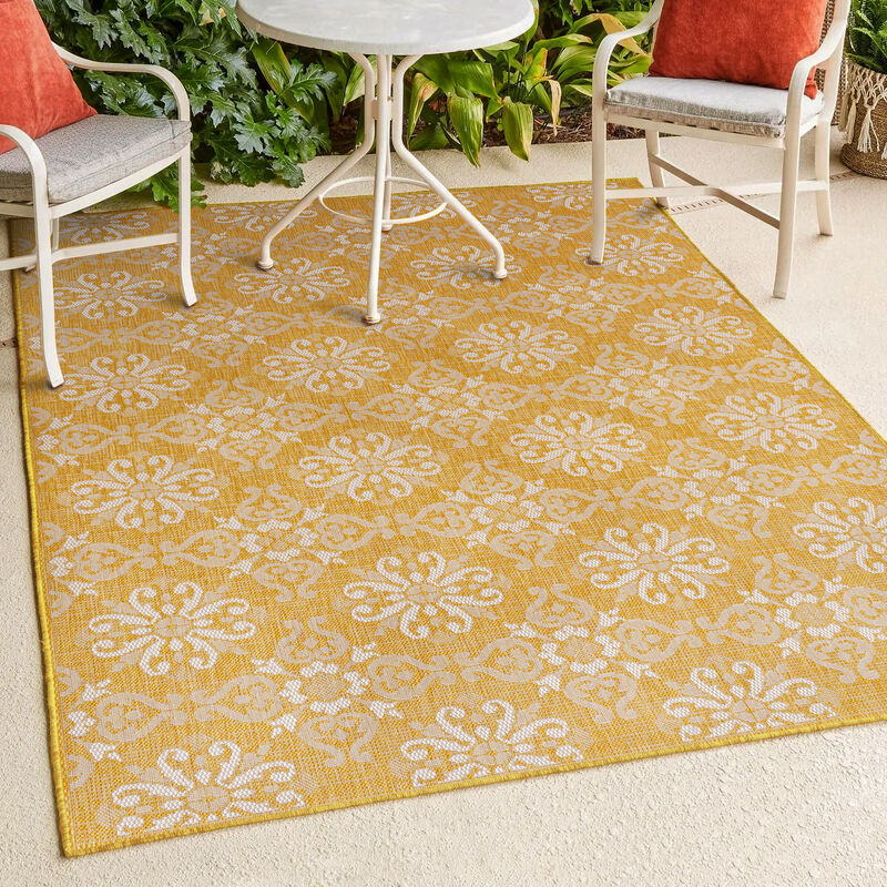 Amora Traditional Mediterranean Tile Design Indoor/Outdoor Area Rug