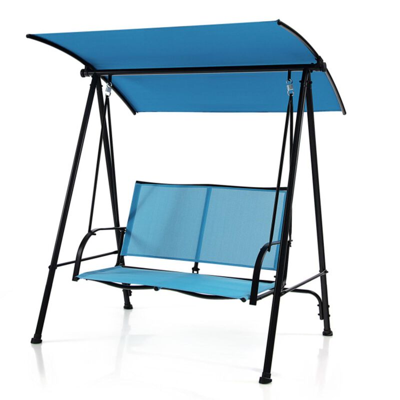Hivvago 2-Seat Outdoor Canopy Swing with Comfortable Fabric Seat and Heavy-duty Metal Frame