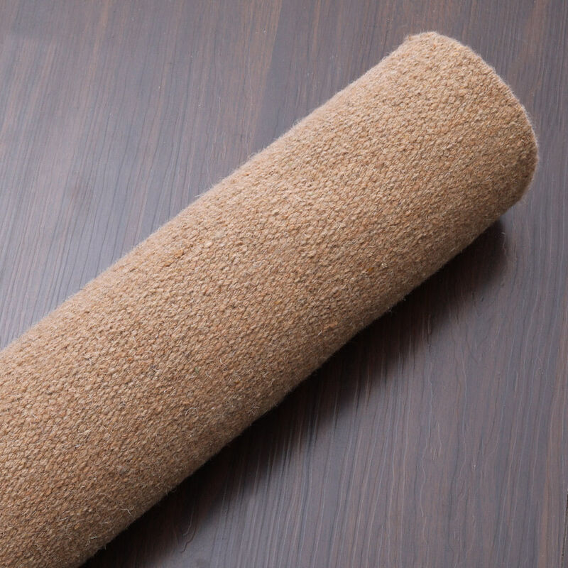 RUGSOTIC CARPETS HAND WOVEN FLAT WEAVE KILIM WOOL ECO-FRIENDLY AREA RUGS  - 5'x8', Rectangle Shape, Light Brown Color, Solid Plain Design, Low Pile Handmade Rugs for Living Room (D00111)