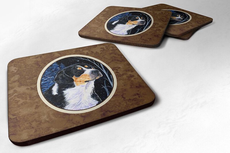 Caroline's Treasures SS8393FC Starry Night Bernese Mountain Dog Foam Coasters Set of 4 (Set of 4), 3.5 H x 3.5 W, Multicolor image number 0