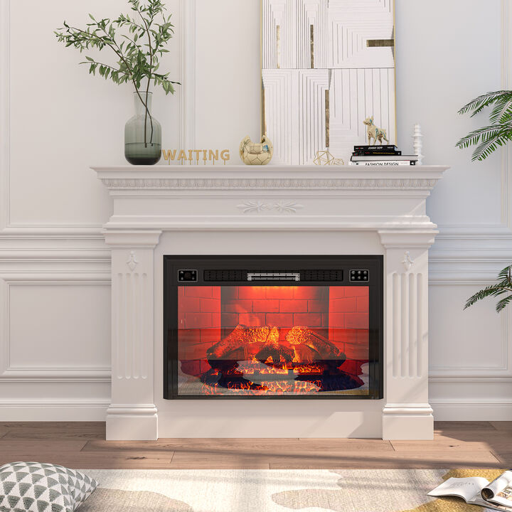 MONDAWE 35" Wall-Mounted Recessed Electric Fireplace 5120 BTU Heater with Remote Control & Adjustable Flame Color