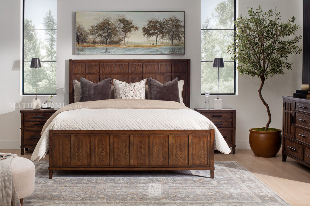 Hudson Oak Queen Panel Bed