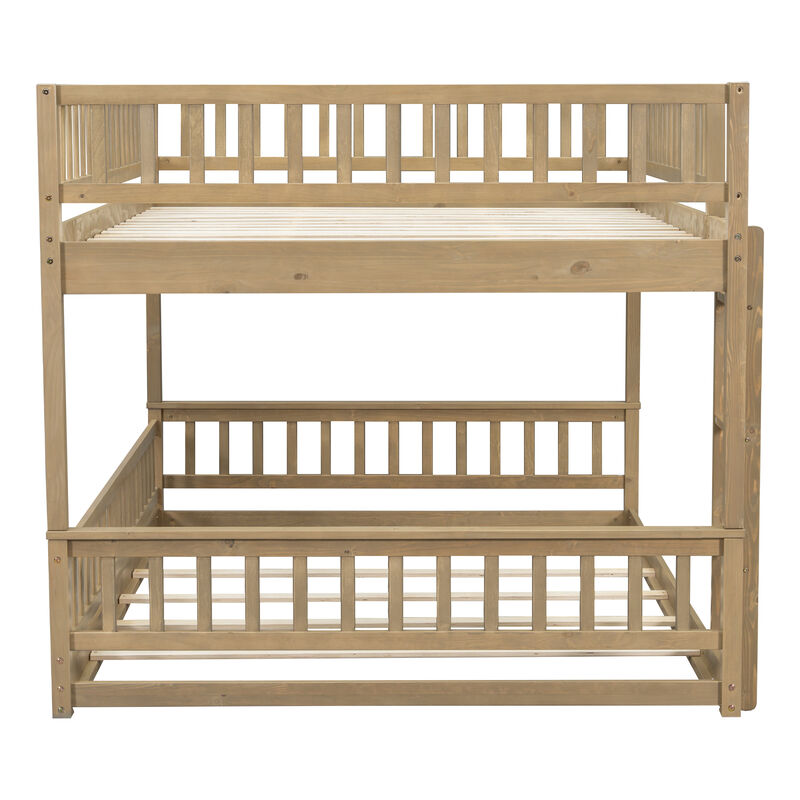 Whisen Queen over Queen Bunk Bed with Ladder and Guardrails