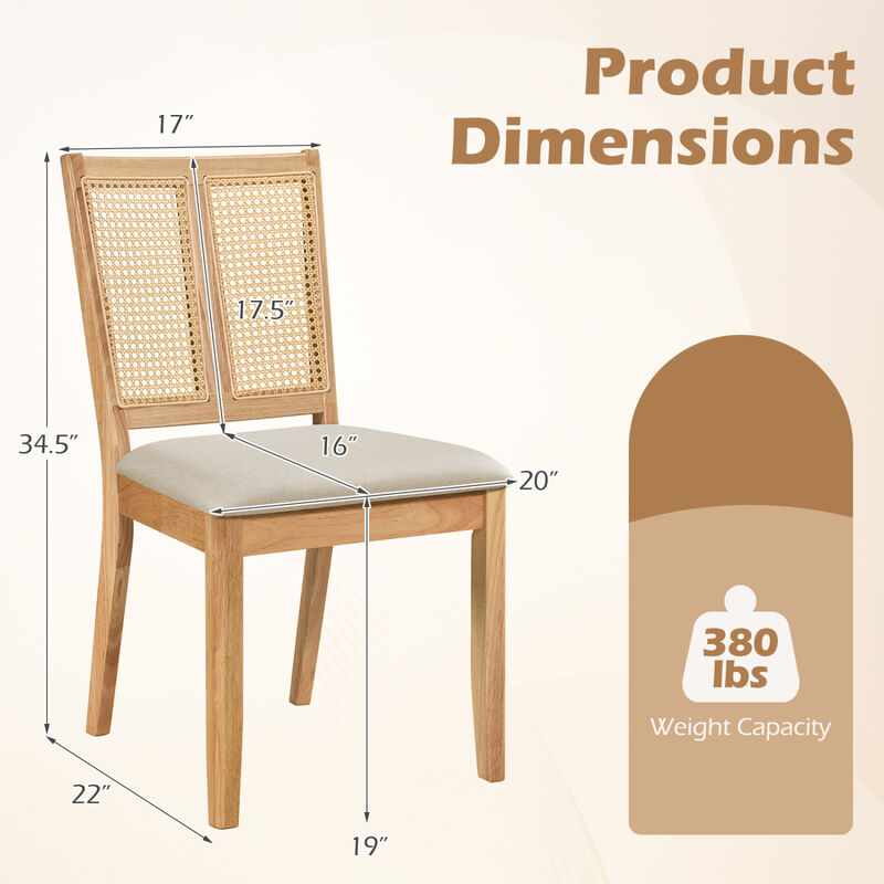 Set of 4 Rattan Dining Chairs with Curved Backrests and Cushioned Seats image number 2