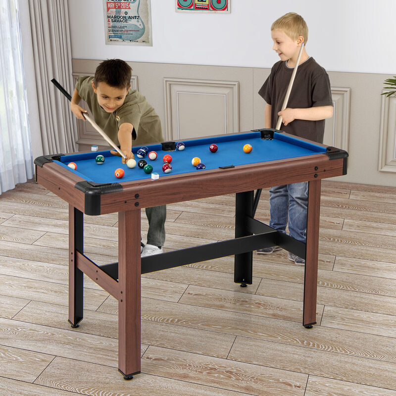 Kids and Adults Wooden Pool Table with Complete Billiard Ball Set image number 1