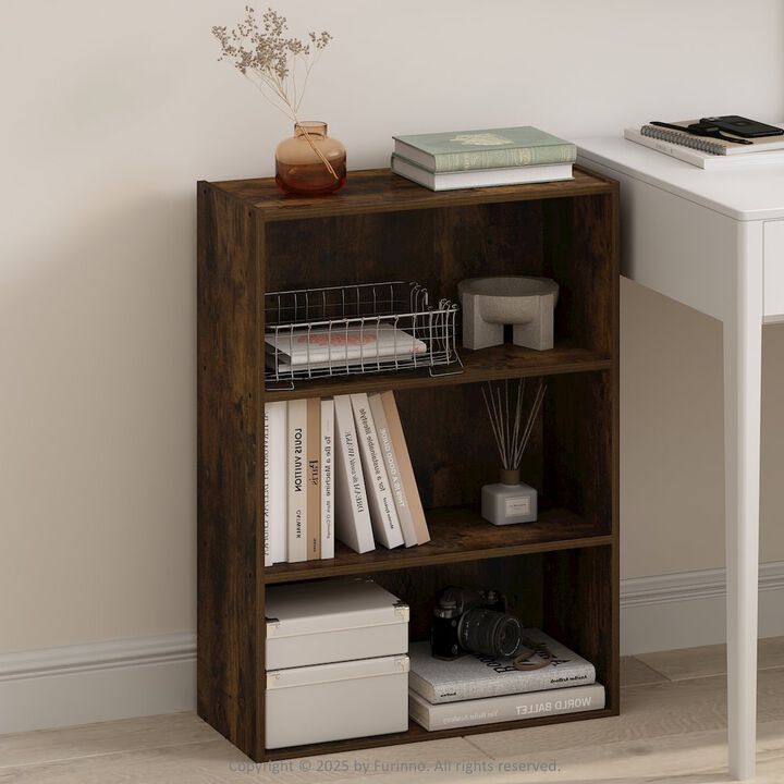 Simple Open Shelf, Bookcases, 3-Tier, Amber Pine