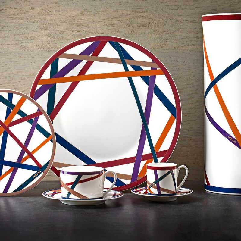 Tea Cup & Saucer NASTRI MULTICOLOR Set of 2, cup diam. 3.35", H 2.36", saucer diam. 6.1" image number 2