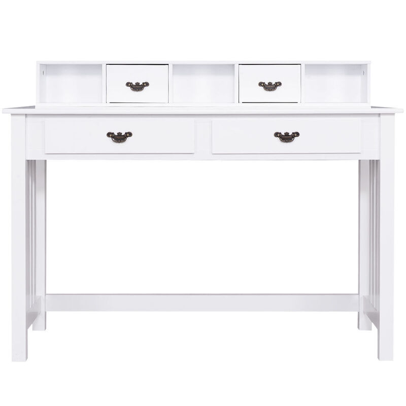 Costway Writing Desk Mission White Home Office Computer Desk 4 Drawer
