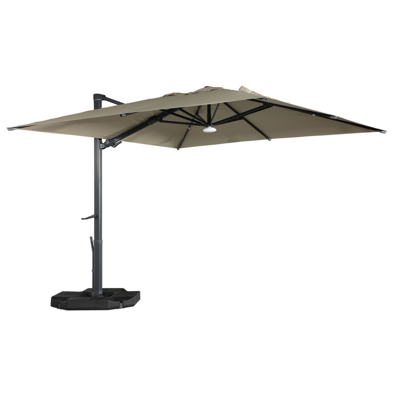 MONDAWE 10ft Square Solar LED Cantilever Patio Umbrella with Included Base Stand & Bluetooth Light image number 0