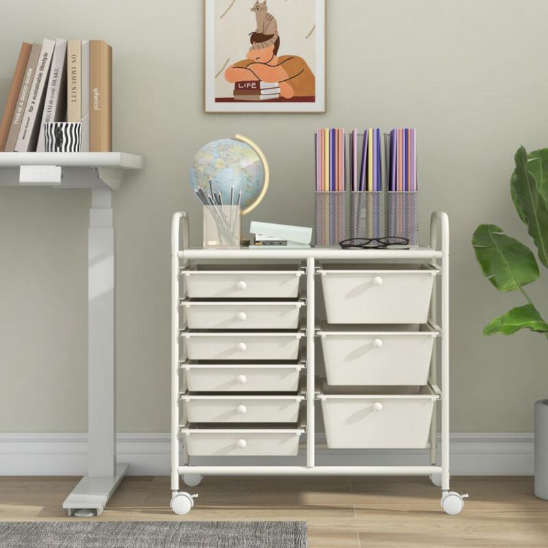 Hivvago 9-Drawer Rolling Storage Cart with Colorful Drawers and Metal Frame