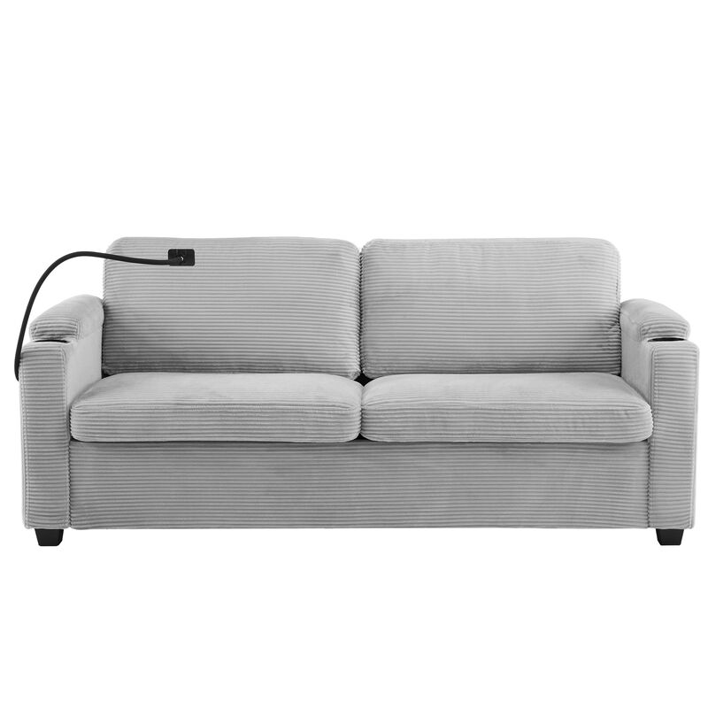 Merax  Corduroy Sleeper Sofa Loveseat Sofa with Mattress