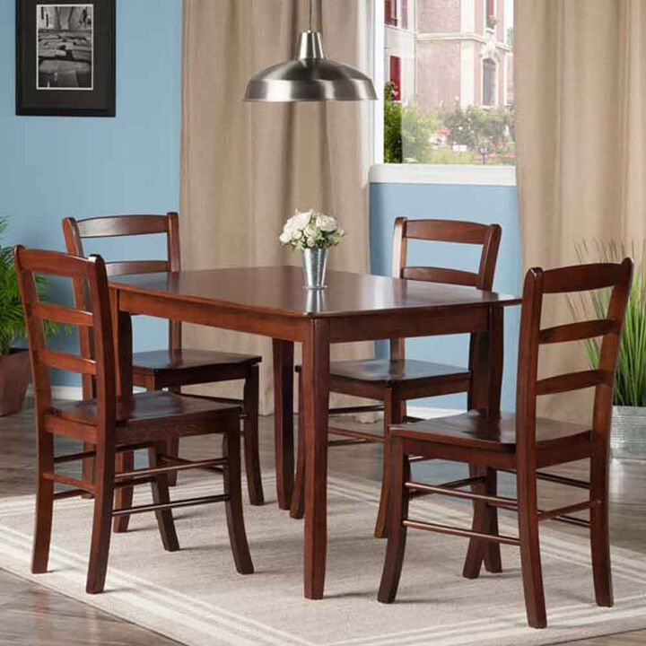 Winsome Inglewood 5-Piece Set Dining Table with 4 Ladder Back Chairs