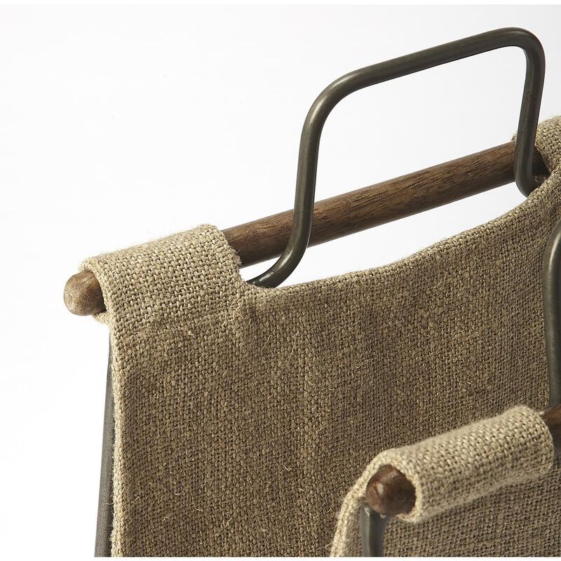 Butler Specialty Idaho Burlap & Metal Magazine Basket, Beige image number 3