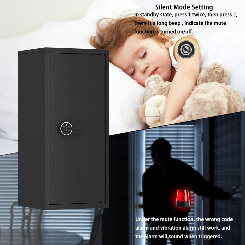 FUFU&GAGA Secure Gun Cabinet with 3-Point Locking Bolts, Key & Code Access, Adjustable Shelves & LED Light, (17.8 in. W x 15.8 in. D x 39.4 in. H), Black