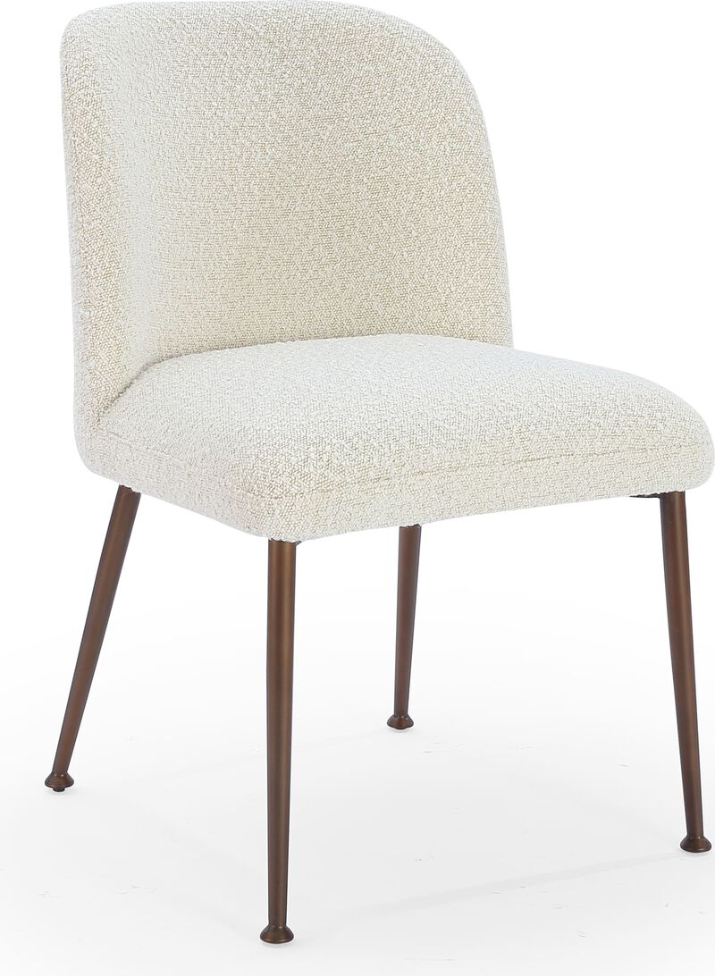 Avery Upholstered Dining Chair in Ricotta Boucle and Bronze Metal - Set of 2