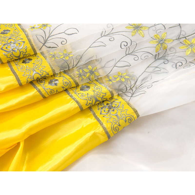 Priscilla Embroidered Panel With Double Valance 54'' x 90'' Yellow