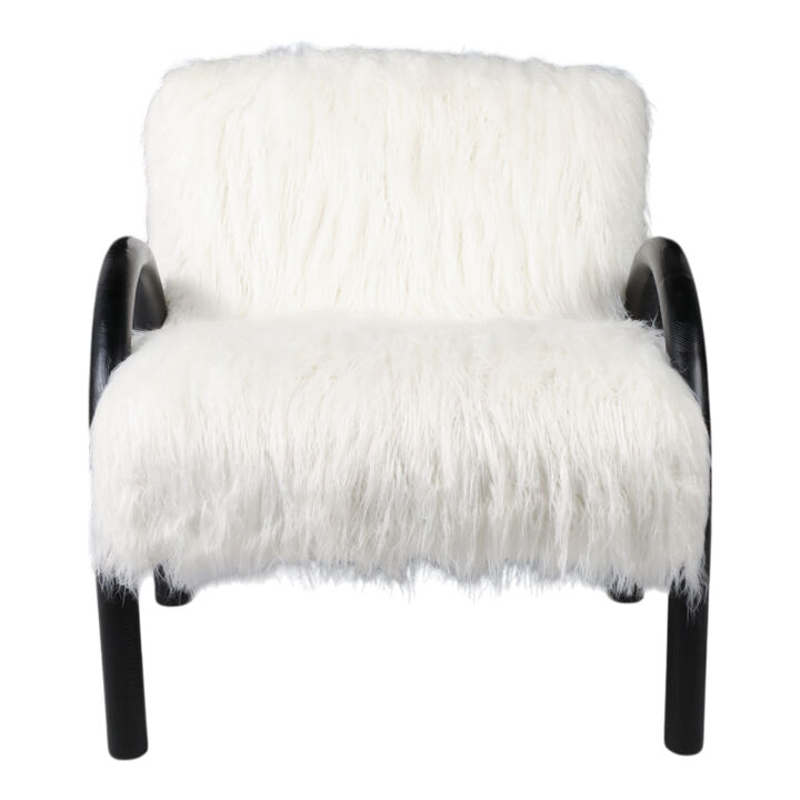 Curved Arm Furry Accent Chair