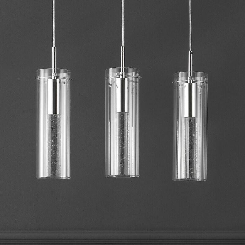 Mium 21.63" 3-Light Modern Style Iron/Crystal/Glass Integrated LED Linear Pendant