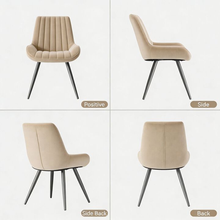 Modern Ribbed Fabric Upholstered Dining Chair Set of 4
