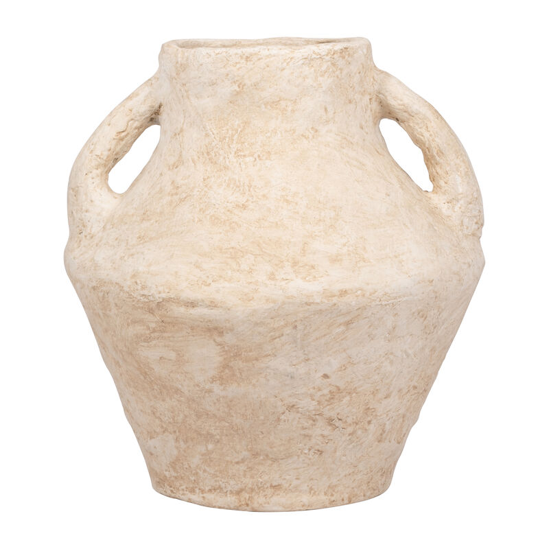 Paper Mache, 14" Vase With Handles, White image number 0