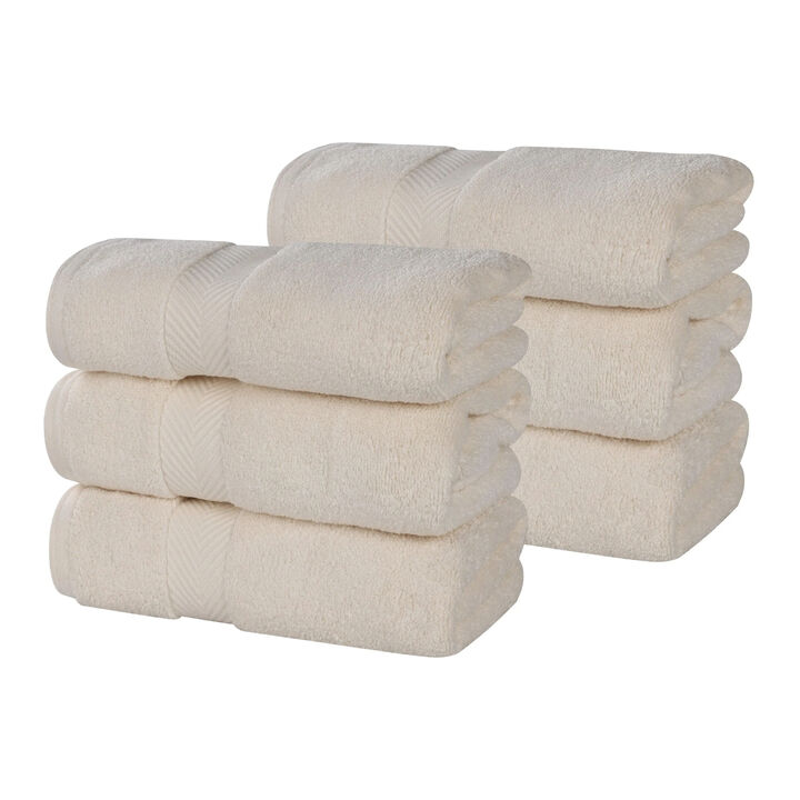 6 Piece Hand Towel Set in Zero Twist Cotton for Bathroom and Guest Use