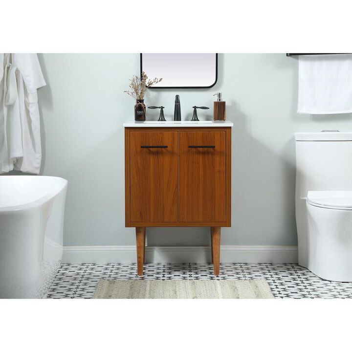 Elegant Kitchen and Bath 24 inch Single bathroom vanity in teak