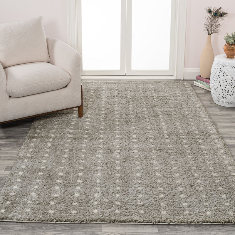 Pele Modern Geometric Dot Shag Gray/Ivory Rug