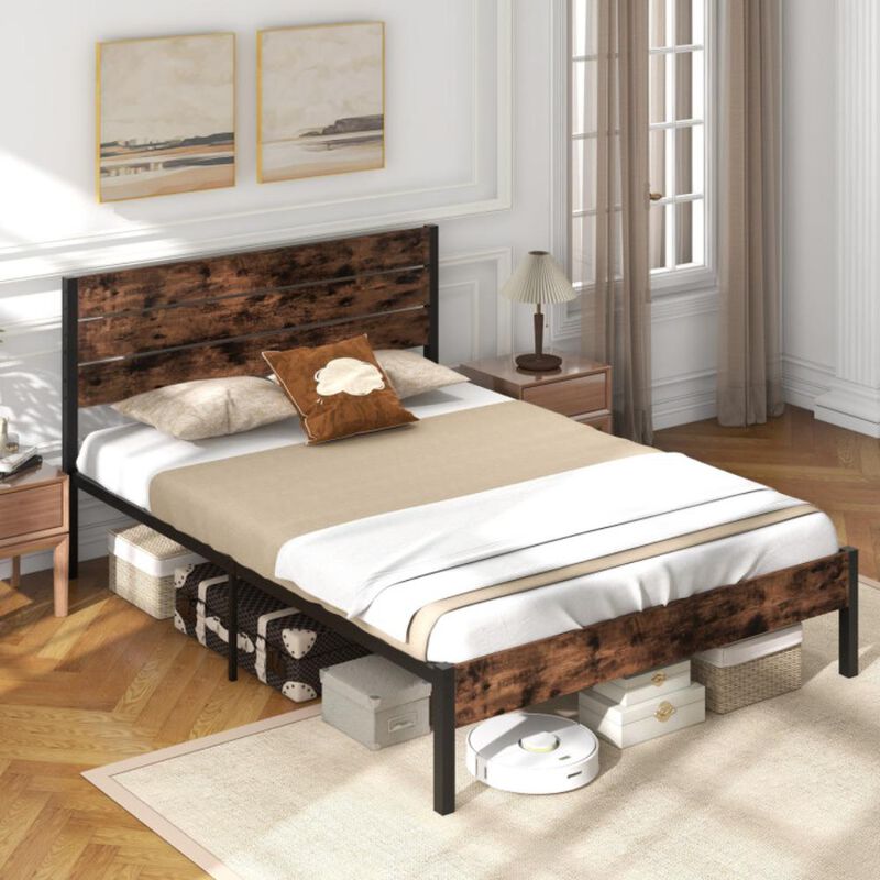 Hivvago Bed Frame with High Headboard and Mute Bar