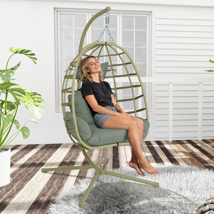 Hivvago Egg Chair with Stand & Washable Cushion