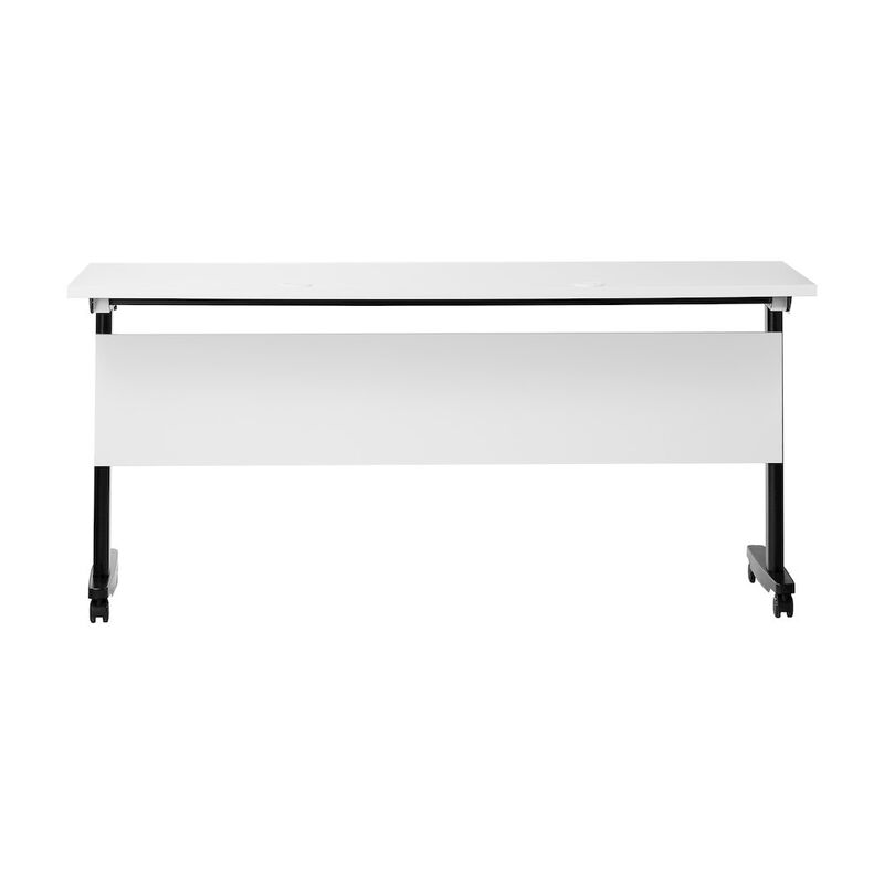 Flash Furniture 60" x 24" Nesting Flip Training Table with T-Legs, Modesty Panel, White Tabletop image number 2